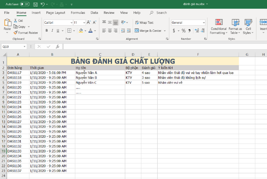 quản lý nhân sự bằng excel