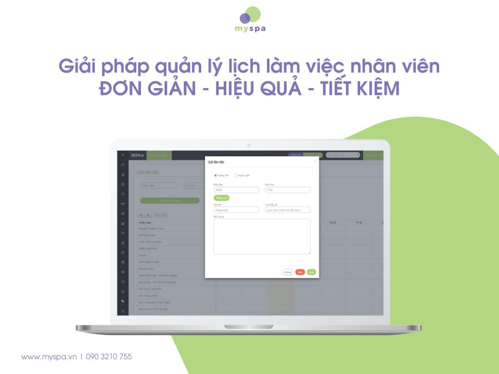 quản lý lịch làm việc nhân viên