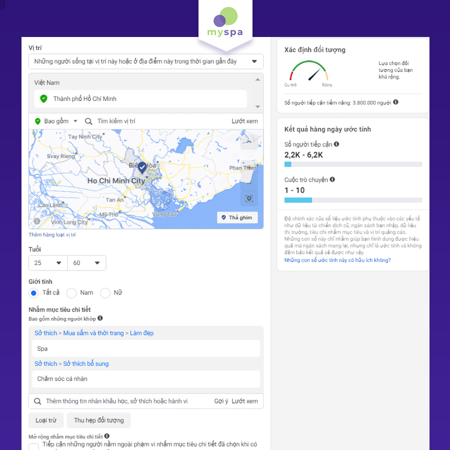 Nhắm mục tiêu chạy quảng cáo Facebook cho spa