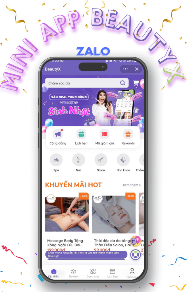 Mini app BeautyX trên Zalo