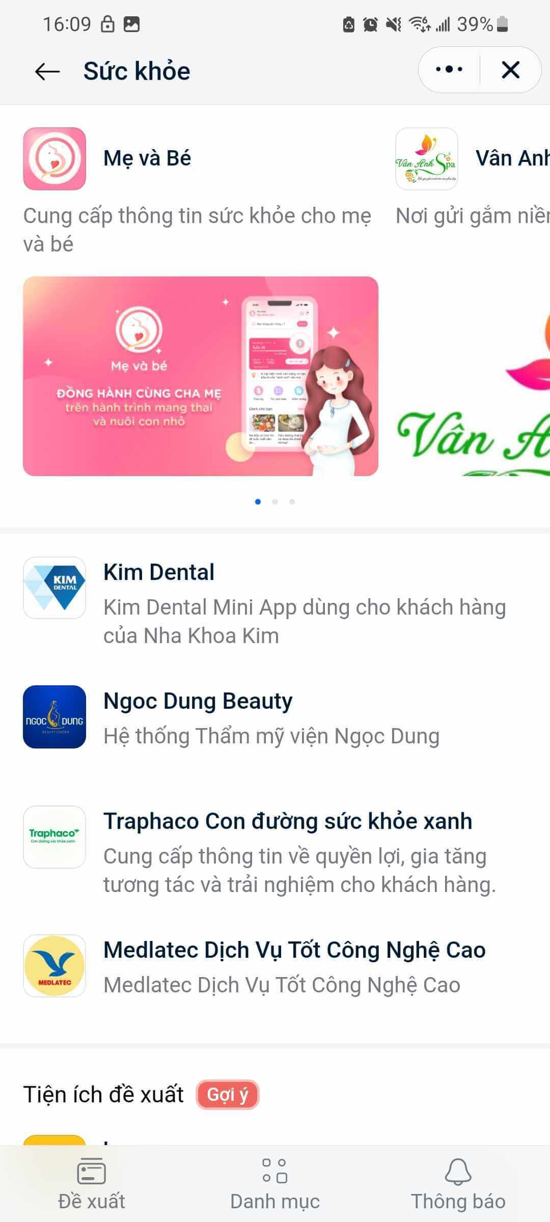 Màn hình mini app trên Zalo