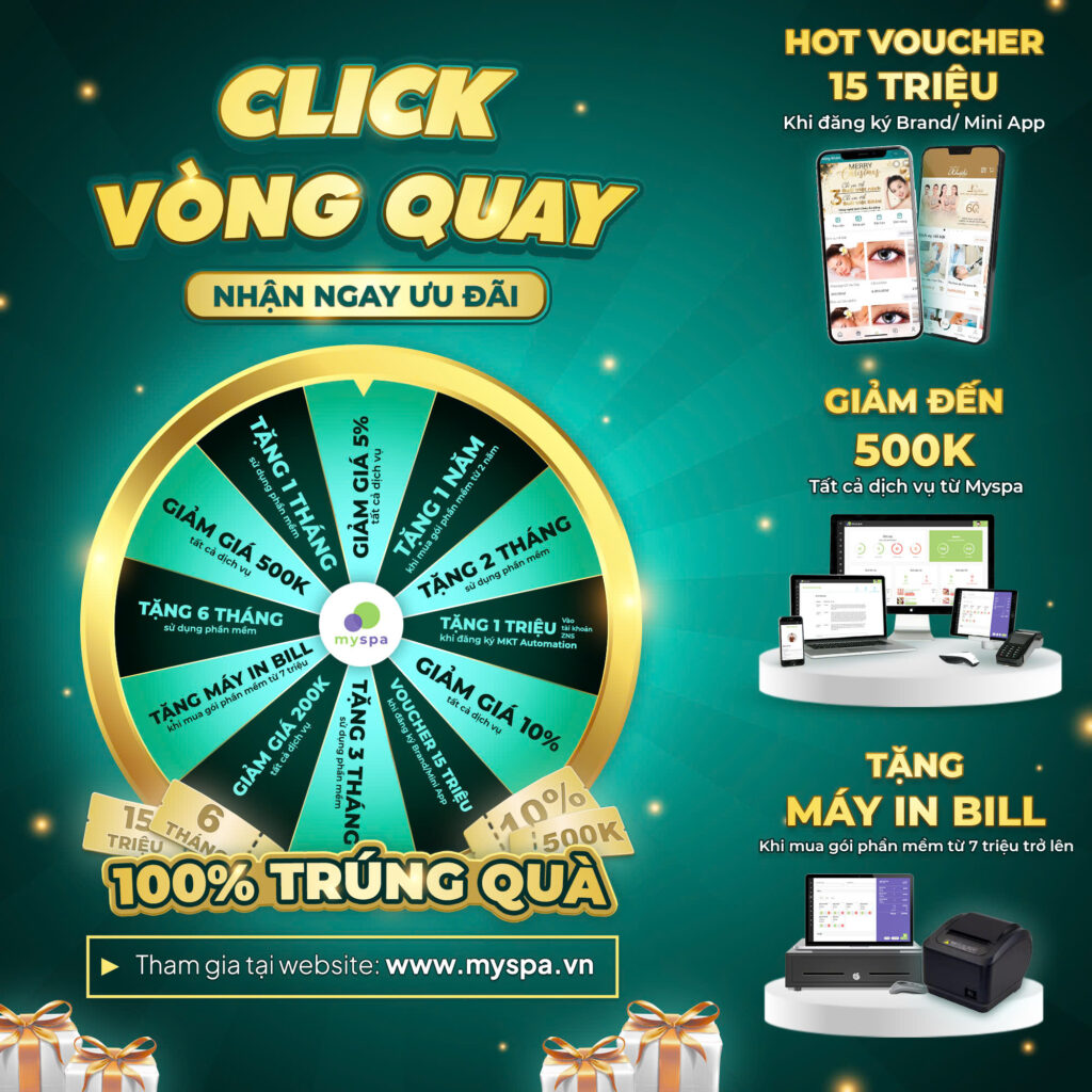 Chơi vòng quay may mắn Myspa nhận quà tặng giá trị