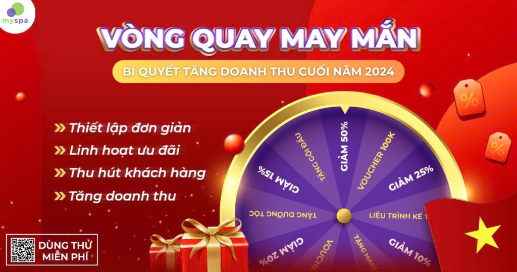 Dễ dàng tạo chương trình khuyến mãi với tính năng vòng quay may mắn trên phần mềm Myspa