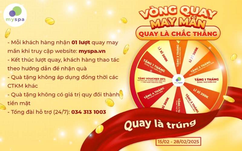 Sở hữu những phần quà đặc biệt từ vòng quay Myspa